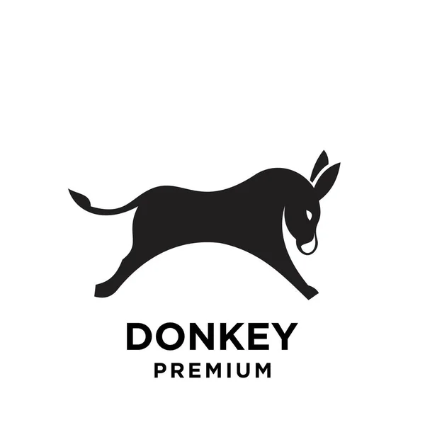 Simples Preto Burro Vetor Logotipo Ícone Modelo Personagem Ilustração Design —  Vetores de Stock