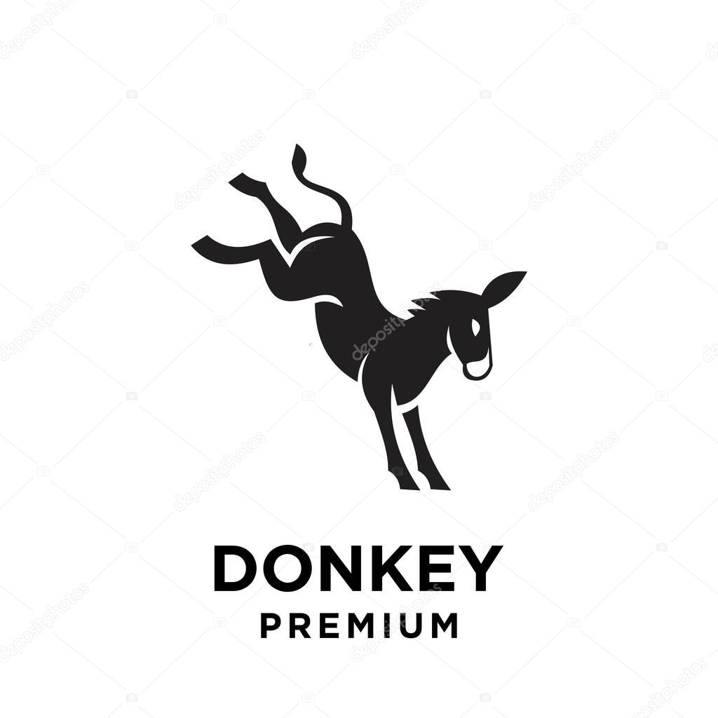 Simple black Donkey vector logo icon template character illustration design isolated background