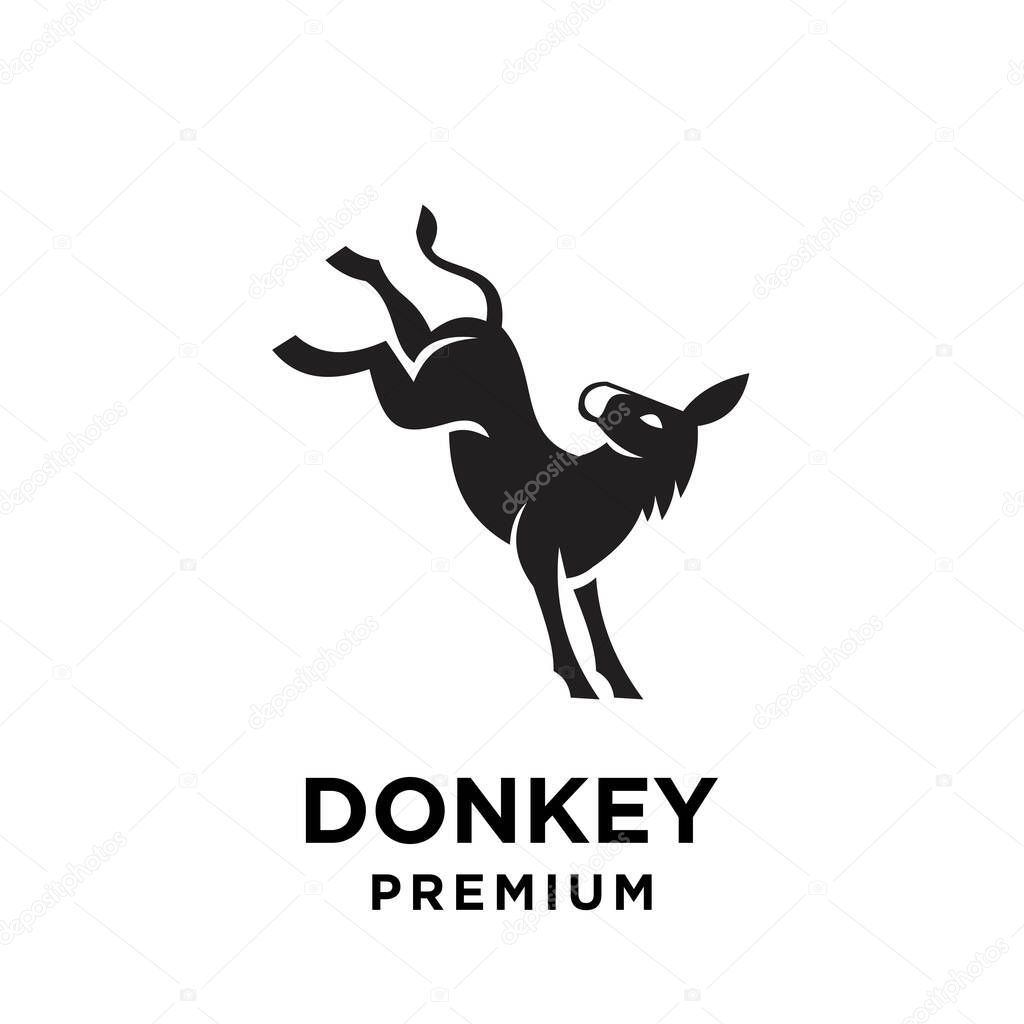 Simple black Donkey vector logo icon template character illustration design isolated background
