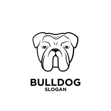 Basit buldog kafası logo deseni şablon tasarım vektör çizimi