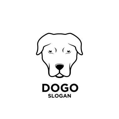 Basit bir dogo Argentino köpek baş vektör logosu çizimi izole edilmiş arkaplan