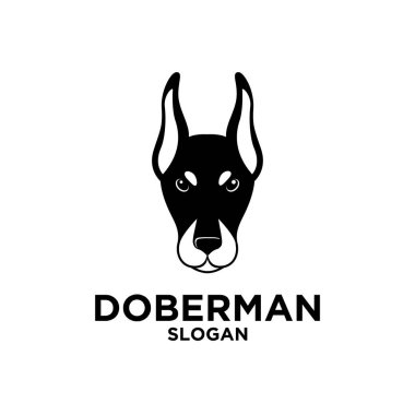 Doberman köpek kafası logo şablonu ikon tasarımı izole edilmiş arkaplan
