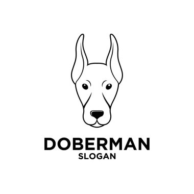 Doberman köpek kafası logo şablonu ikon tasarımı izole edilmiş arkaplan