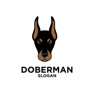 Doberman köpek kafası logo şablonu ikon tasarımı izole edilmiş arkaplan