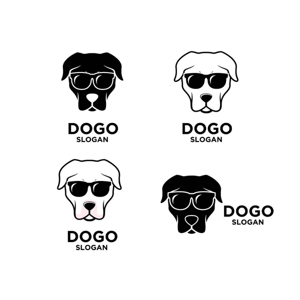 简单的集合集合Dogo Argentino狗头部矢量图标设计隔离背景 — 图库矢量图片