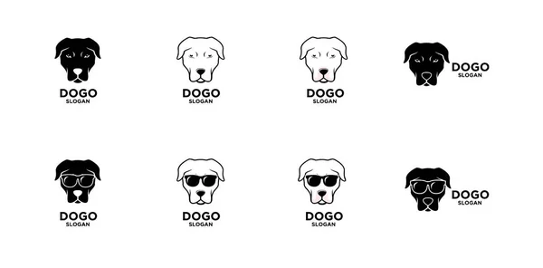 简单的集合集合Dogo Argentino狗头部矢量图标设计隔离背景 — 图库矢量图片