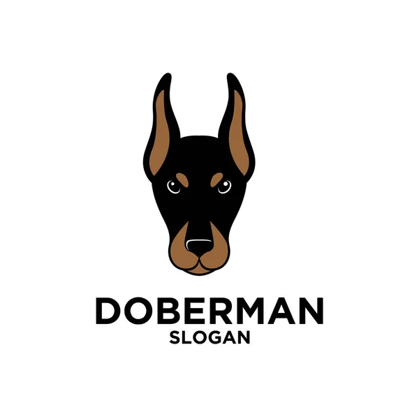 Pola Ikon Desain Logo Kepala Anjing Doberman Desain Latar Belakang - Stok Vektor