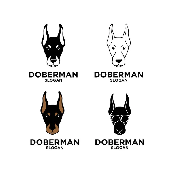 集合收集器Doberman狗头矢量图标图标设计隔离背景 — 图库矢量图片