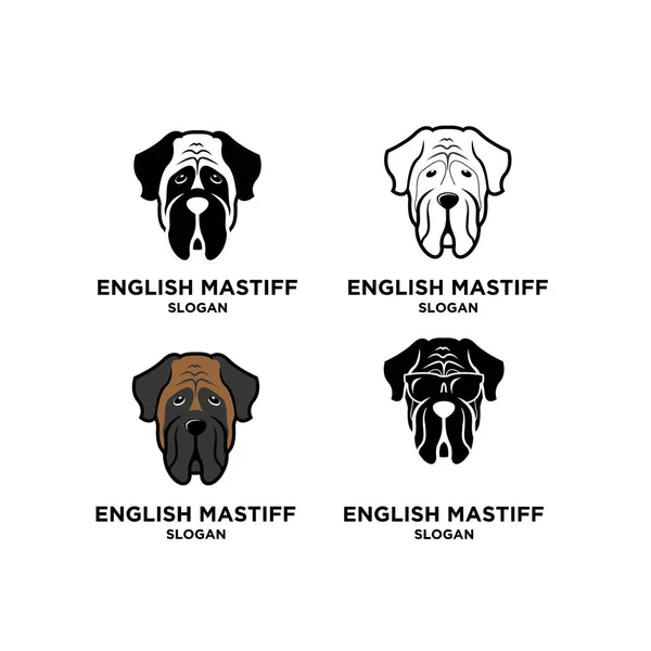 集合集合英语Mastiff狗头矢量图标设计隔离背景 — 图库矢量图片