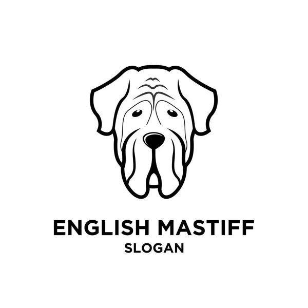 Ελληνικά Mastiff Dog Head Vector Logo Εικονογράφηση Εικονίδιο Σχεδιασμό Απομονωμένο — Διανυσματικό Αρχείο