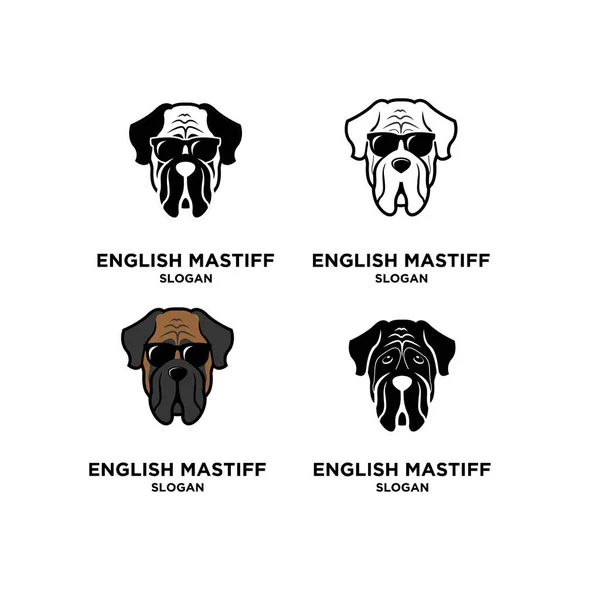集合集合英语Mastiff狗头矢量图标设计隔离背景 — 图库矢量图片