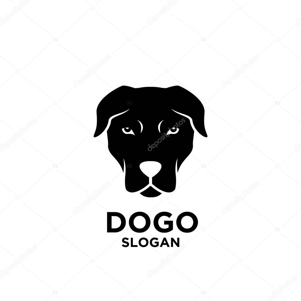Simple dogo argentino dog head vector logo icon illustration design isolated background