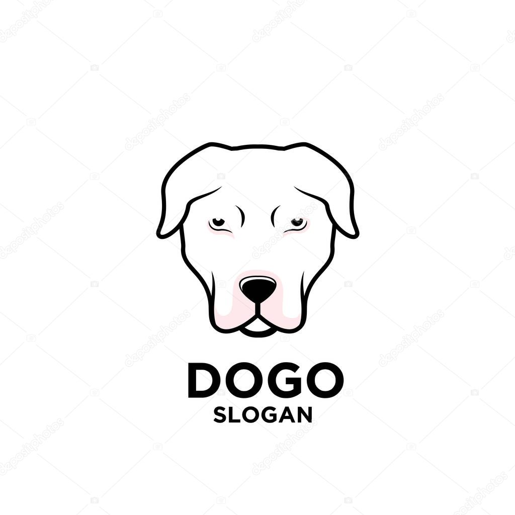 Simple dogo argentino dog head vector logo icon illustration design isolated background