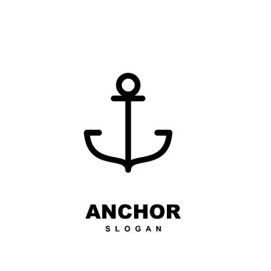 Premium minimalizm Anchor çizgi vektör logo resimleme tasarımı izole arkaplan