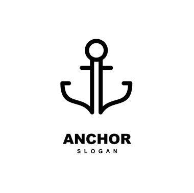 Premium minimalizm Anchor çizgi vektör logo resimleme tasarımı izole arkaplan