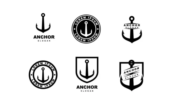 Koleksiyon Siyah Çapa Vektör Logo Resimleme Tasarımını Ayarla — Stok Vektör