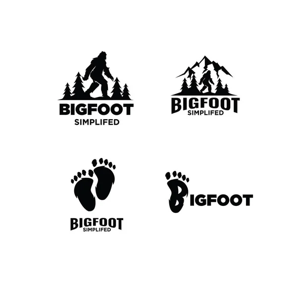 Set Collection Big Foot Yeti Vector Μαύρο Λογότυπο Εικονογράφηση Σχέδιο — Διανυσματικό Αρχείο