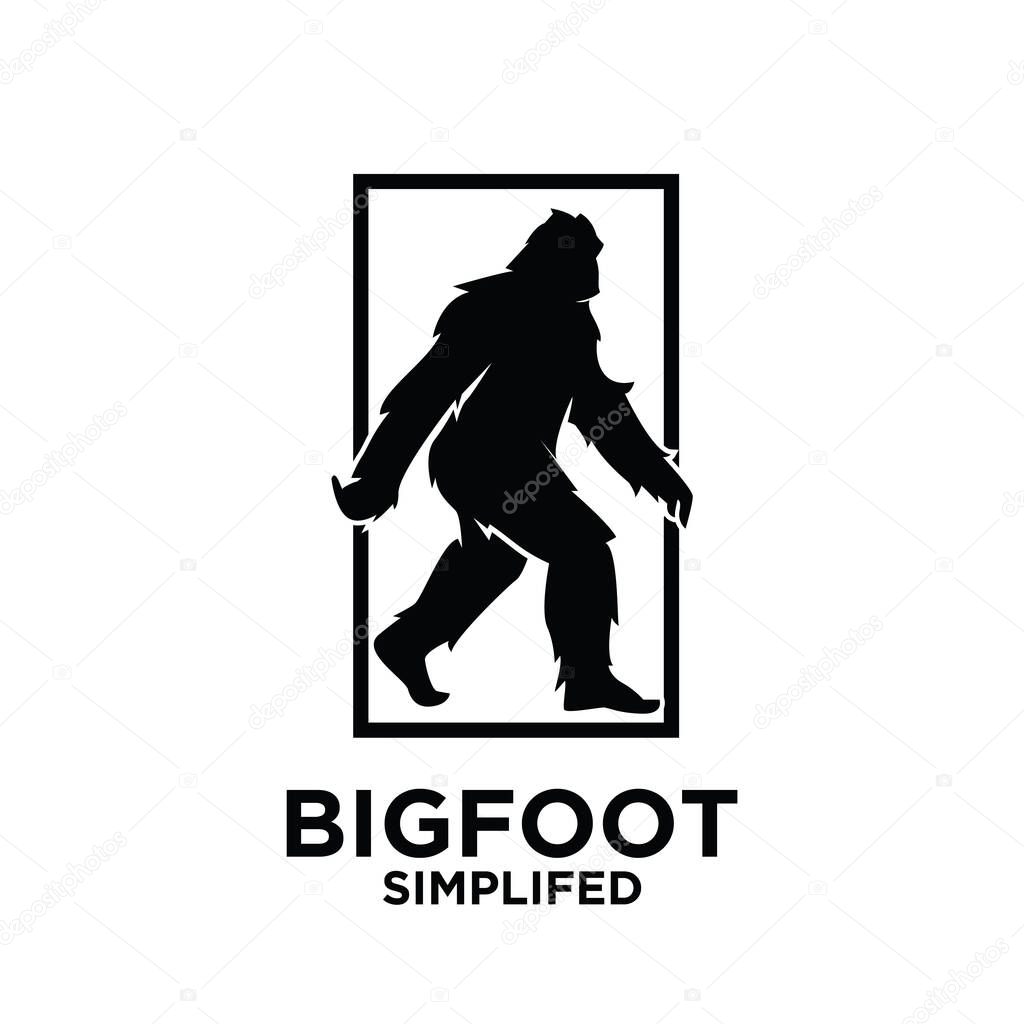 Premium black logo of big foot yeti vector icon illustration design isolated background
