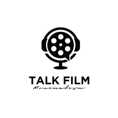 Forum Sinema Stüdyosu canlı yayın konsepti Yapım konsepti baloncuk sohbeti film yapımcısı logo tasarım vektör ikonu illüstrasyonu izole edilmiş Beyaz Arkaplan