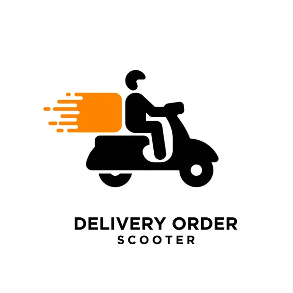 Consegna Scooter Logo Nero Icona Design — Vettoriale Stock