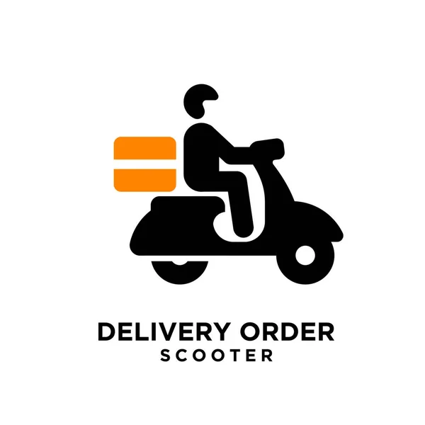 Entrega Scooter Design Ícone Logotipo Preto — Vetor de Stock
