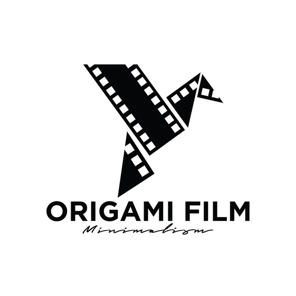 Fågel Origami Filmremsa Logotyp Ikon Design — Stock vektor