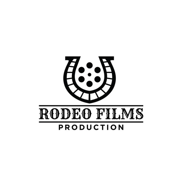 Herradura Película Western Logo Icono Ilustración Diseño — Archivo Imágenes Vectoriales