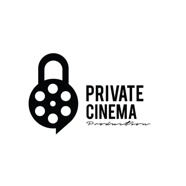 Private Cinema Studio Film Video Cinematografia Film Koncepcja Produkcji Kłódka — Wektor stockowy