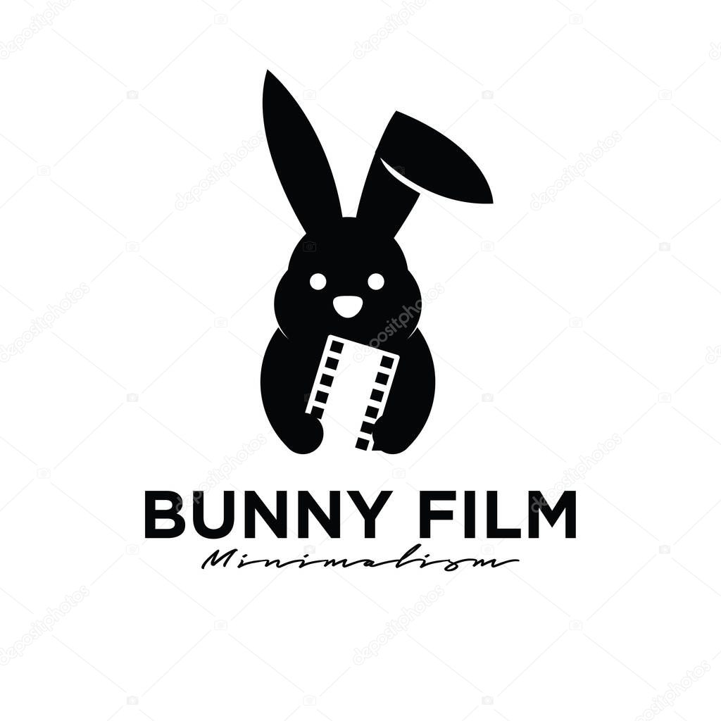 Bunny film cinema camera logo icon illustration design