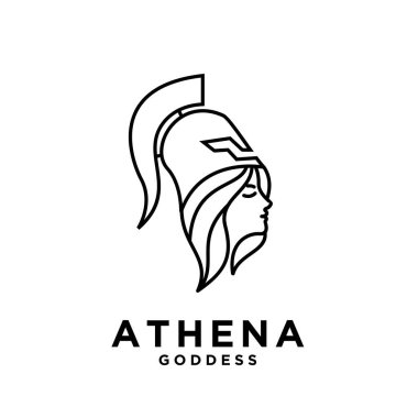 Premium Athena tanrıça siyah vektör simgesi logo illüstrasyon tasarımı izole arkaplan