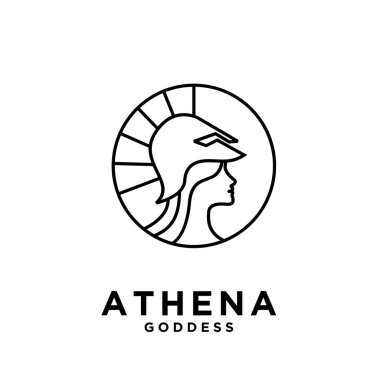 Premium Athena tanrıça siyah vektör simgesi logo illüstrasyon tasarımı izole arkaplan