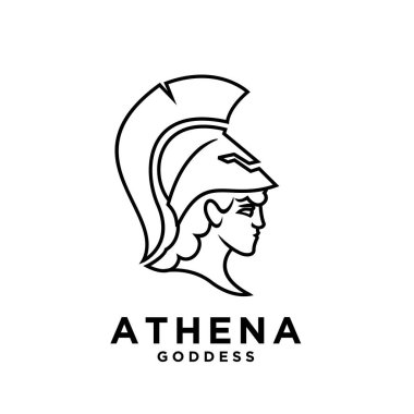Premium Athena tanrıça siyah vektör simgesi logo illüstrasyon tasarımı izole arkaplan
