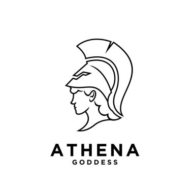 Premium Athena tanrıça siyah vektör simgesi logo illüstrasyon tasarımı izole arkaplan