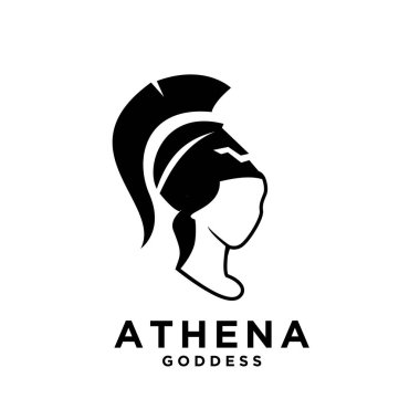 Premium Athena tanrıça siyah vektör logosu çizimi izole edilmiş arka plan