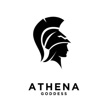Premium Athena tanrıça siyah vektör logosu çizimi izole edilmiş arka plan