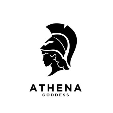 Premium Athena tanrıça siyah vektör logosu çizimi izole edilmiş arka plan