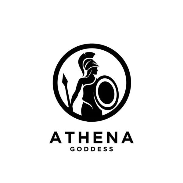 Premium Athena tanrıça siyah vektör logosu çizimi izole edilmiş arka plan
