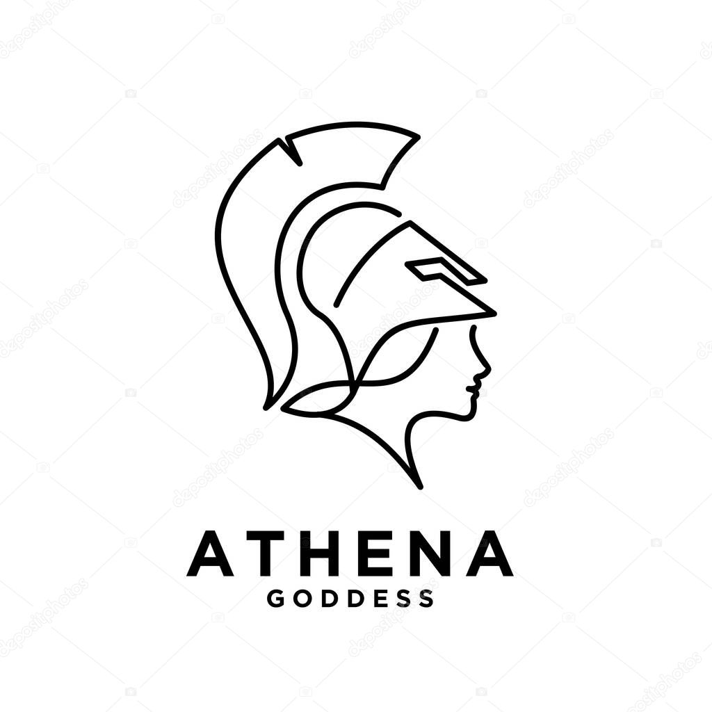Premium Athena the goddess black vector icon line logo illustration design isolated background