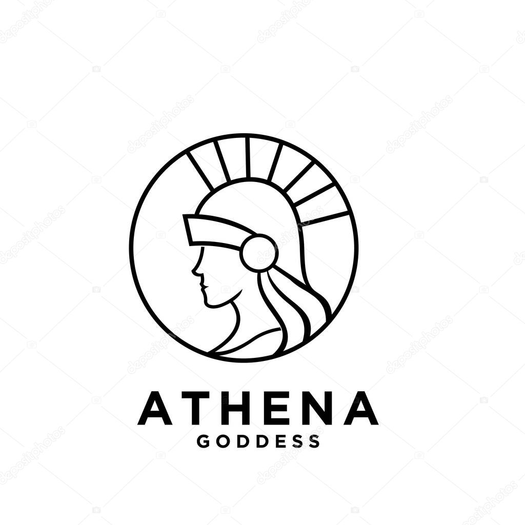 Premium Athena the goddess black vector icon line logo illustration design isolated background