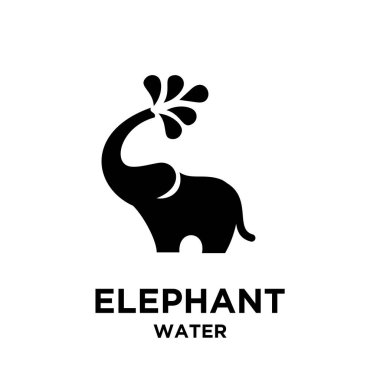 Su vektörü simgesi olan basit bir Songkran fili siyah logo çizimi izole edilmiş arkaplan