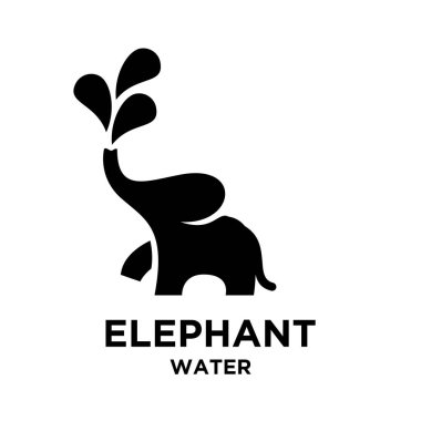 Su vektörü simgesi olan basit bir Songkran fili siyah logo çizimi izole edilmiş arkaplan
