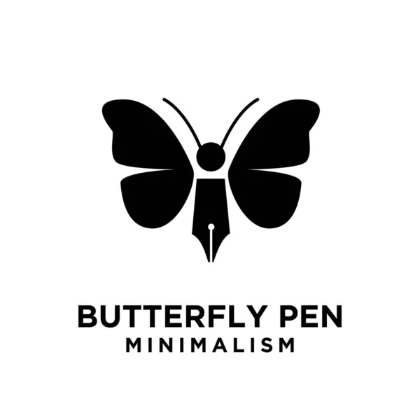 Kelebek Kalem Kavramı Kelebek Kanatları Anten Vektör Logosu Çizimi Izole — Stok Vektör