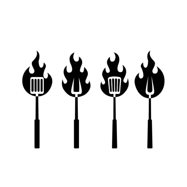 Set Collection Bbq Barbecue Grill Tools Icon Vector Logo Design — Stock Vector