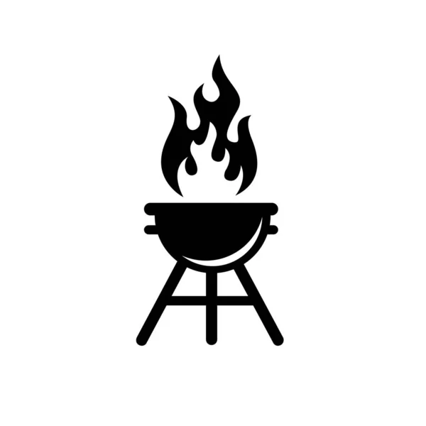 Set Collezione Barbecue Barbecue Strumenti Icona Vettoriale Logo Design Nero — Vettoriale Stock