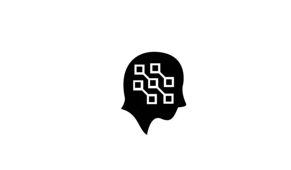 Head Data Brain Vector Logo Icon Design Flat Illustration Isolated — Stock Vector