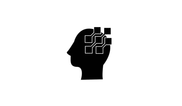 Cabeza Datos Cerebro Vector Logo Icono Diseño Plano Ilustración Aislado — Archivo Imágenes Vectoriales