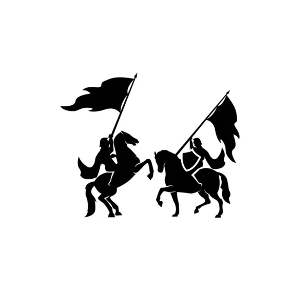 Cavaliere Medievale Soldato Paladino Vestito Armatura Guerra Con Suo Cavallo — Vettoriale Stock