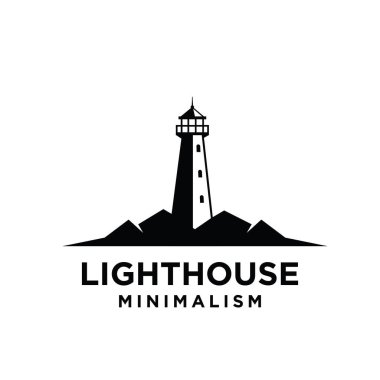 Vintage premium minimalizm deniz feneri vektörü siyah logo tasarımı