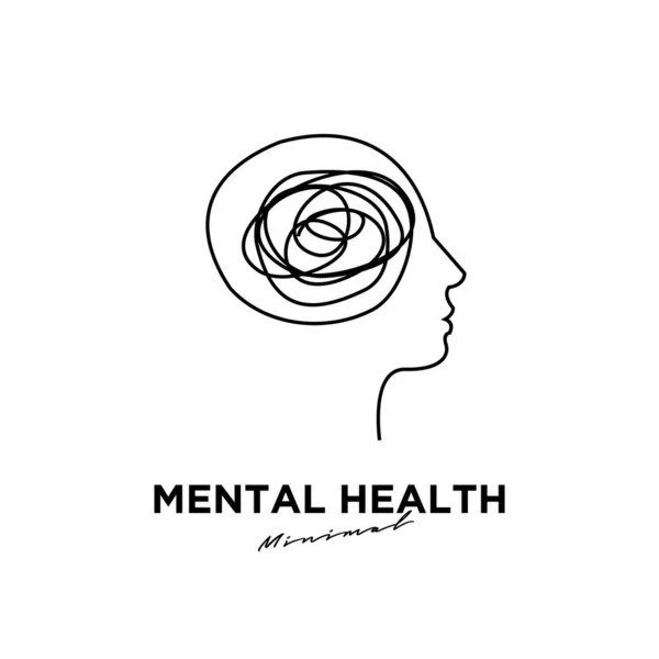 Simple Mental Health Logo Icon Design Isolated Background — Stock Vector