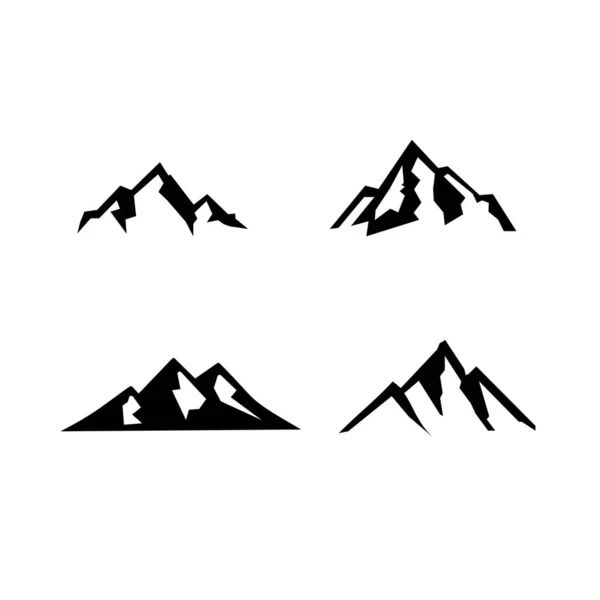 Collezione Set Semplice Montagna Nero Vettoriale Logo Icona Illustrazione Design — Vettoriale Stock